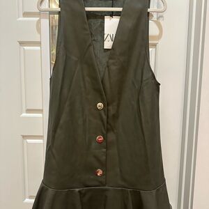 Zara Olive Green Sleeveless Dress